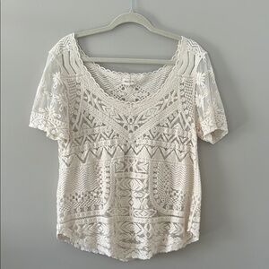 Anthropologie Elegant Cream Lace Top XL